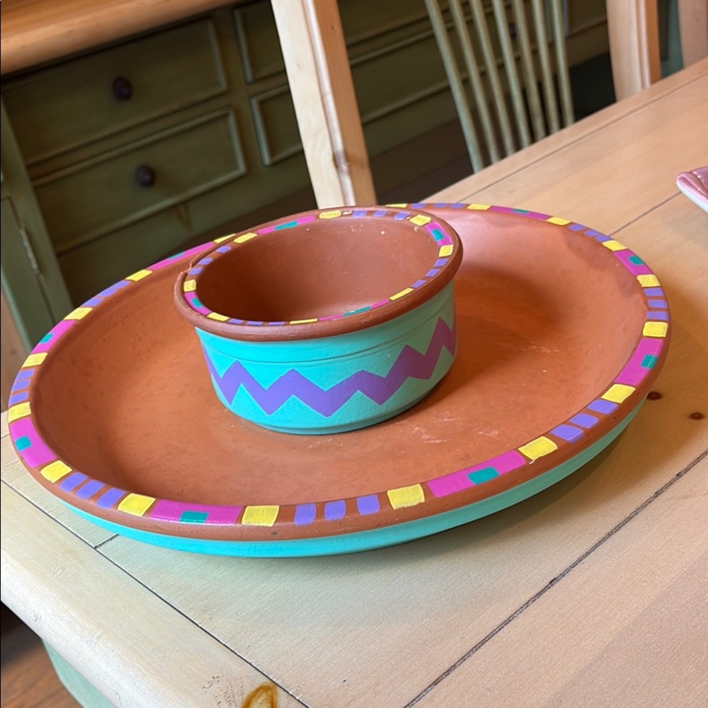 Colorful Ceramic Chip and Dip Set